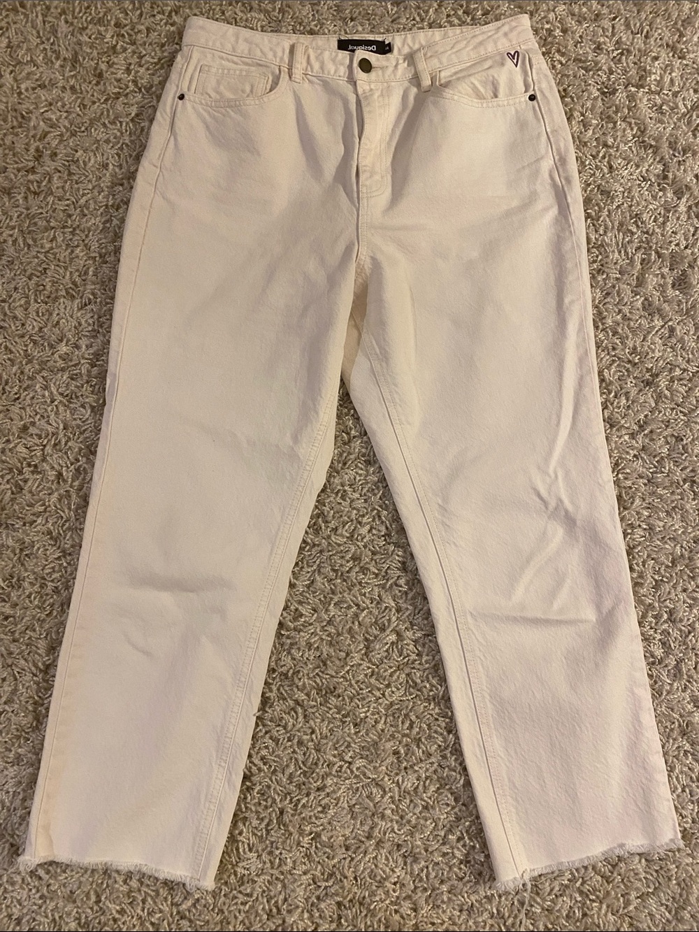 Desigual Cream Straight Leg Jeans 44 - Picture 1 of 5